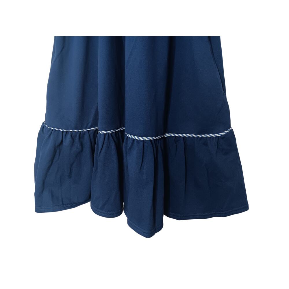 New with tags Umgee French Terry Mini Dress S Blue Ruffle Striped Trim Boho - Picture 10 of 16